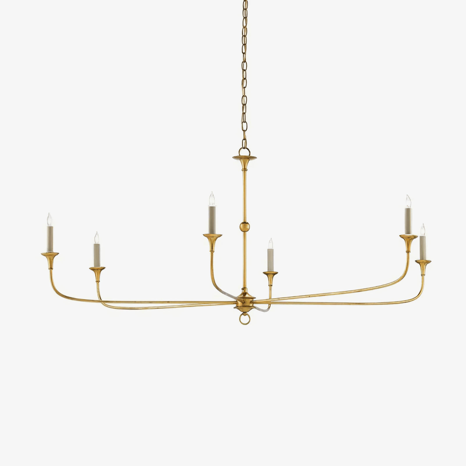 Pendant Light Brass Metal 91.0 cm Dining Room Candle Style Ceiling Chandelier Adjustable Chain E14 Hanging Fixture | Thomler