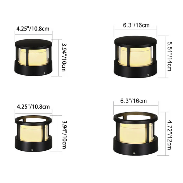 Compact Modern Black Aluminum LED Yard Light for Pathways, Gardens & Fences – Hardwired Outdoor Cylinder Fixture | Thomler