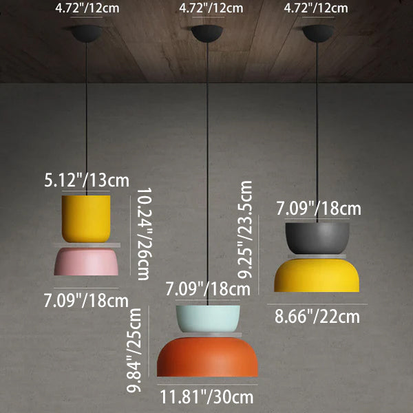 Single-Bulb Metal Hanging Fixture with Adjustable Cord in Vibrant Two-Tone Hues for Kitchen Island Dining Room Bedroom | Thomler