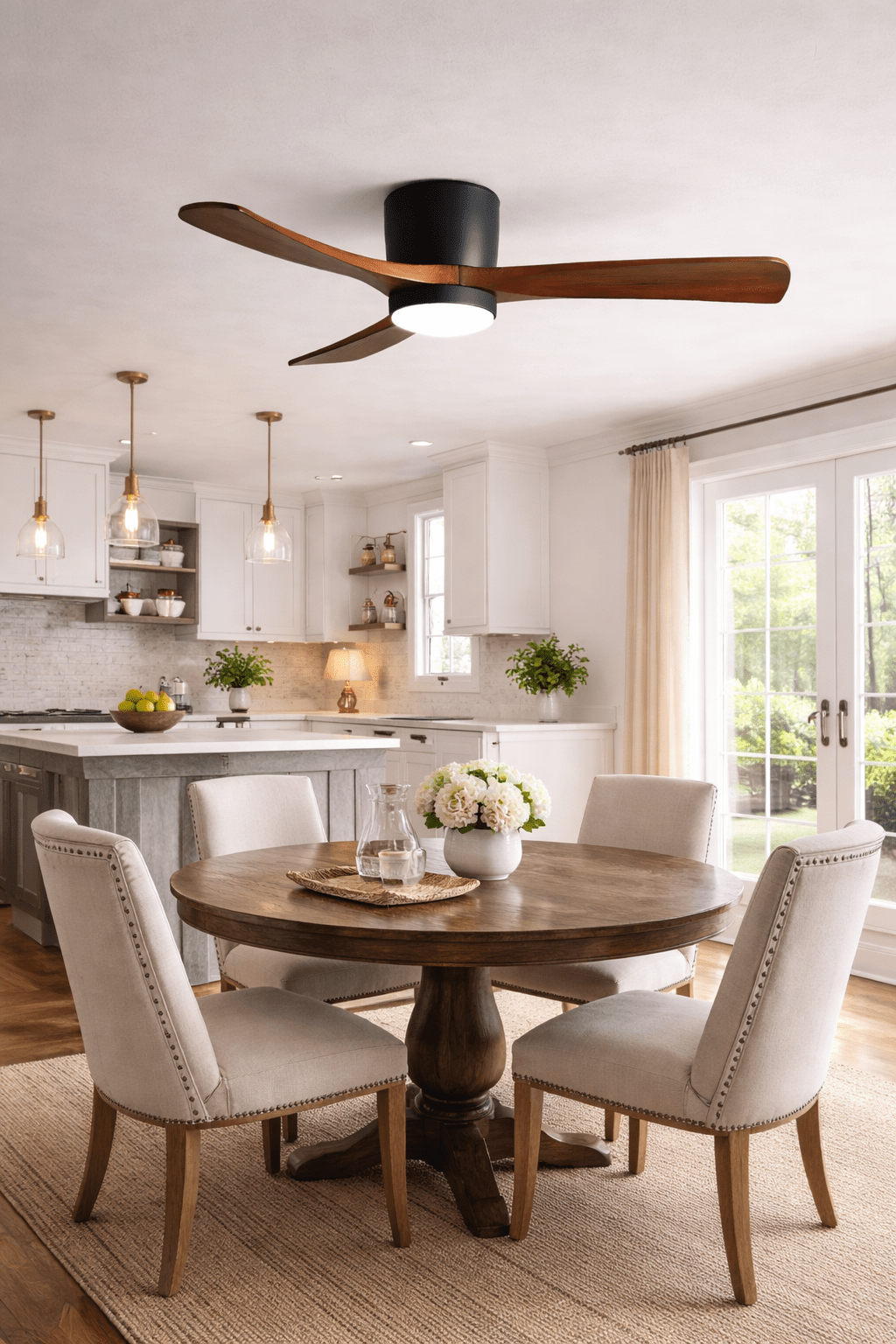 Nordic Ceiling Fan Light 42 in Solid Wood Blades LED Bedroom Living Room Quiet DC Motor Modern Ceiling Fan | Thomler