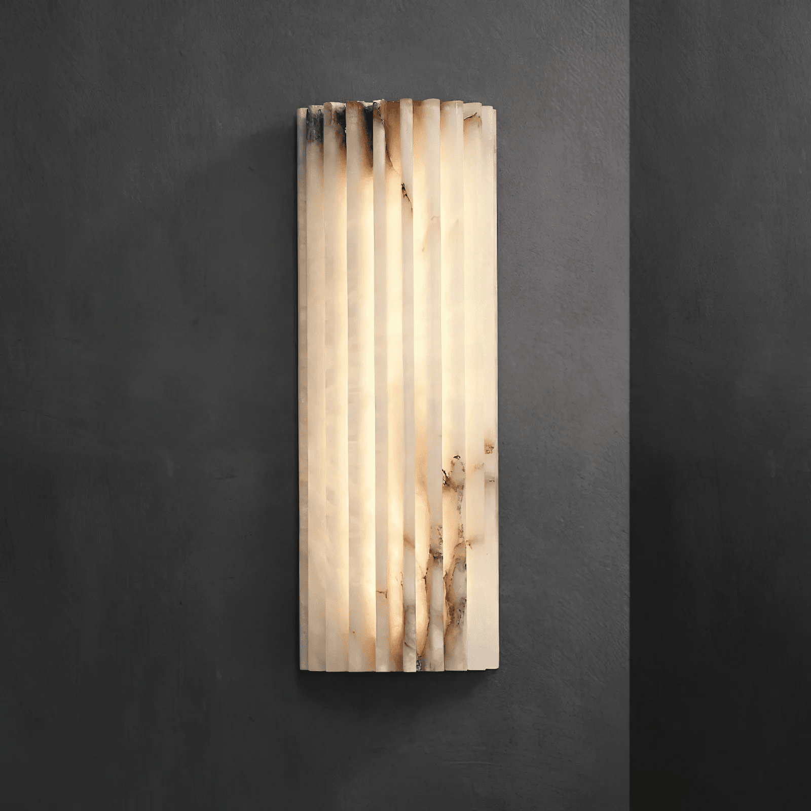 Alabaster Wall Light 11.8 in Integrated LED Indoor Ribbed Sconce Bedroom Hallway Ambient Lighting Fixture | Thomler