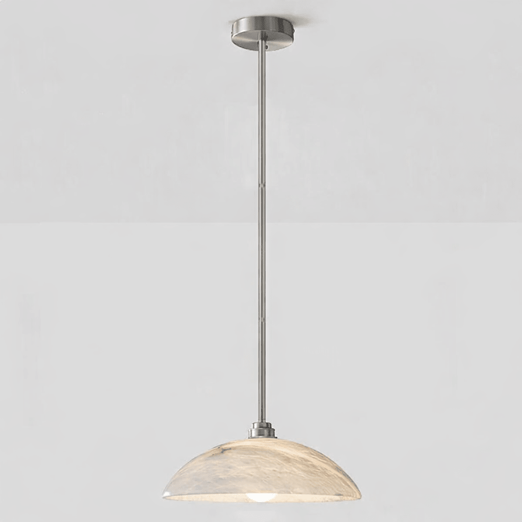 Pendant Light Alabaster Dome 15.7 in White Indoor Ceiling Kitchen Dining Room Hanging Fixture | Thomler