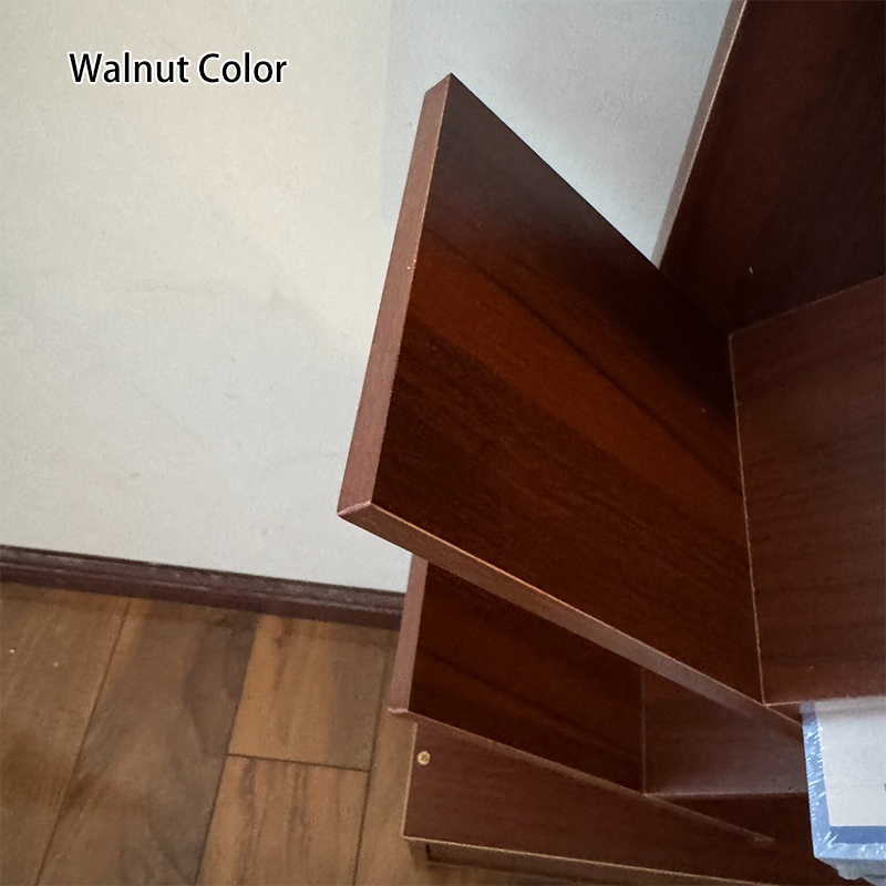Modern Geometric Storage Tower Shelf Unit 6-12 Open Tiers Walnut Natural Wood for Living Room Study Den Small Spaces | Thomler