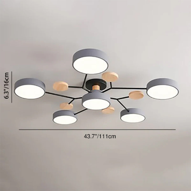 Modern Branch Sphere Semi-Flush Ceiling Light with Integrated LED for Bedrooms & Living Spaces | Thomler