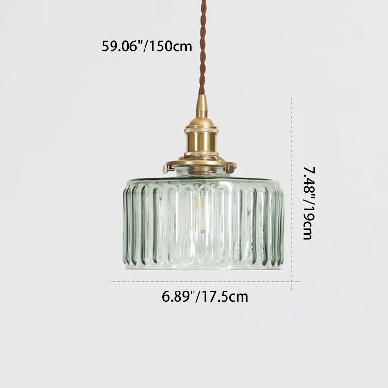 Glass Globe Hanging Ceiling Fixture Copper Accent Single Bulb Socket Asian Inspired Decor for Bedroom Entryway Dining Room Kitchen Island | Thomler