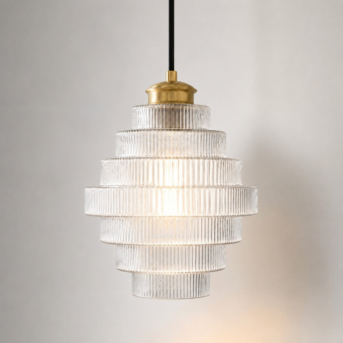 Vintage Layered Glass Ceiling Lamp with Textured Ridges – Statement Hanging Fixture for Dining Rooms, Kitchens & Bedrooms | Thomler