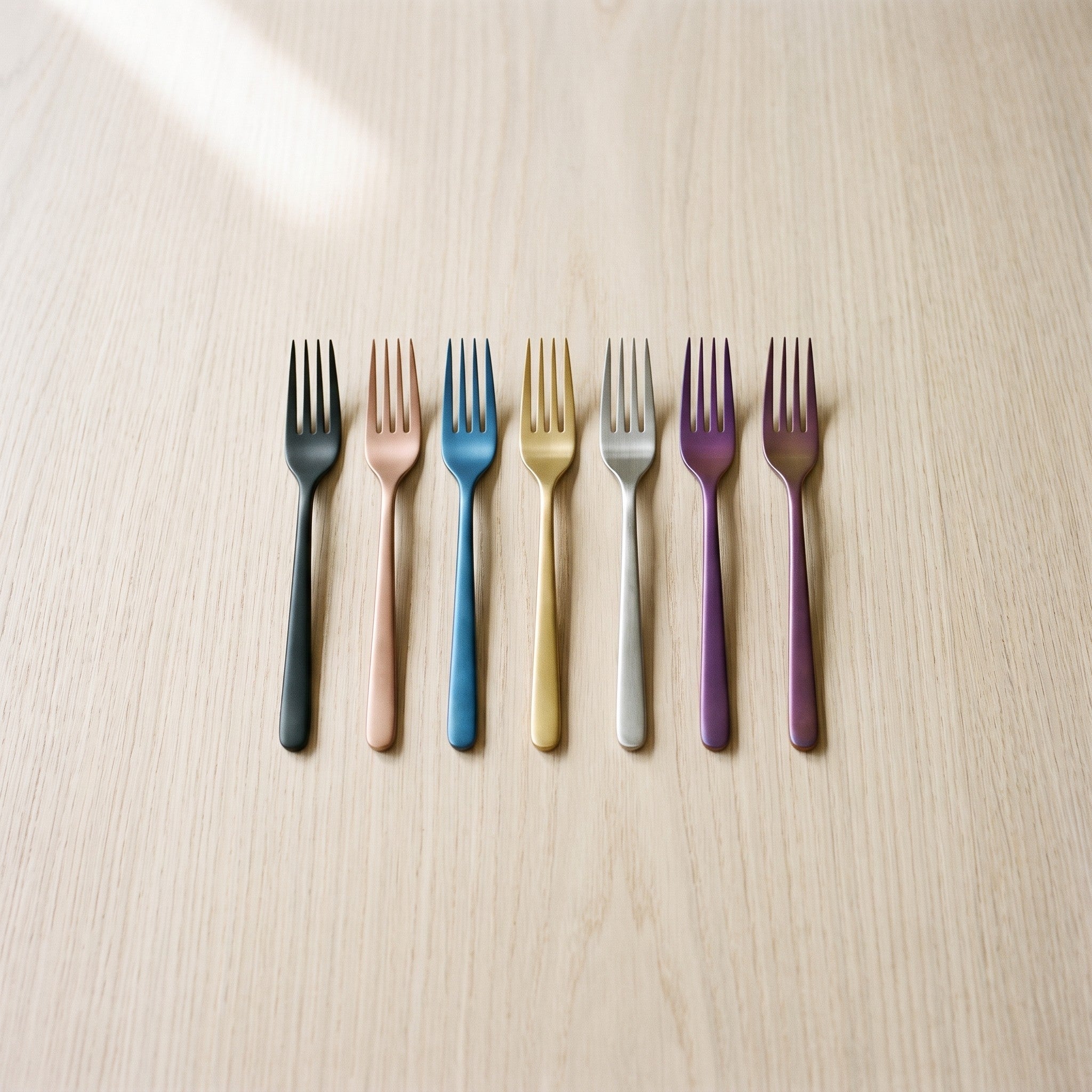 Stainless Steel Dessert Forks Set - Colorful Modern Flatware for Fruit & Appetizers - Kitchen Dining Cutlery | Thomler
