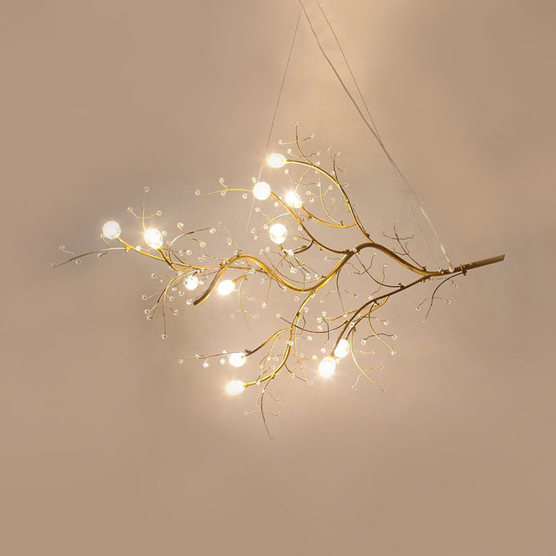 Modern Crystal Bead Chandelier 10-Light Metal Branch Ceiling Fixture for Dining Room & Living Room | Thomler