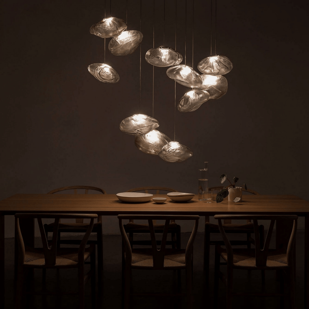 Handblown Sculptural Pendant in Warm Glass Finish for Dining Room Kitchen Island Loft Apartment | Thomler