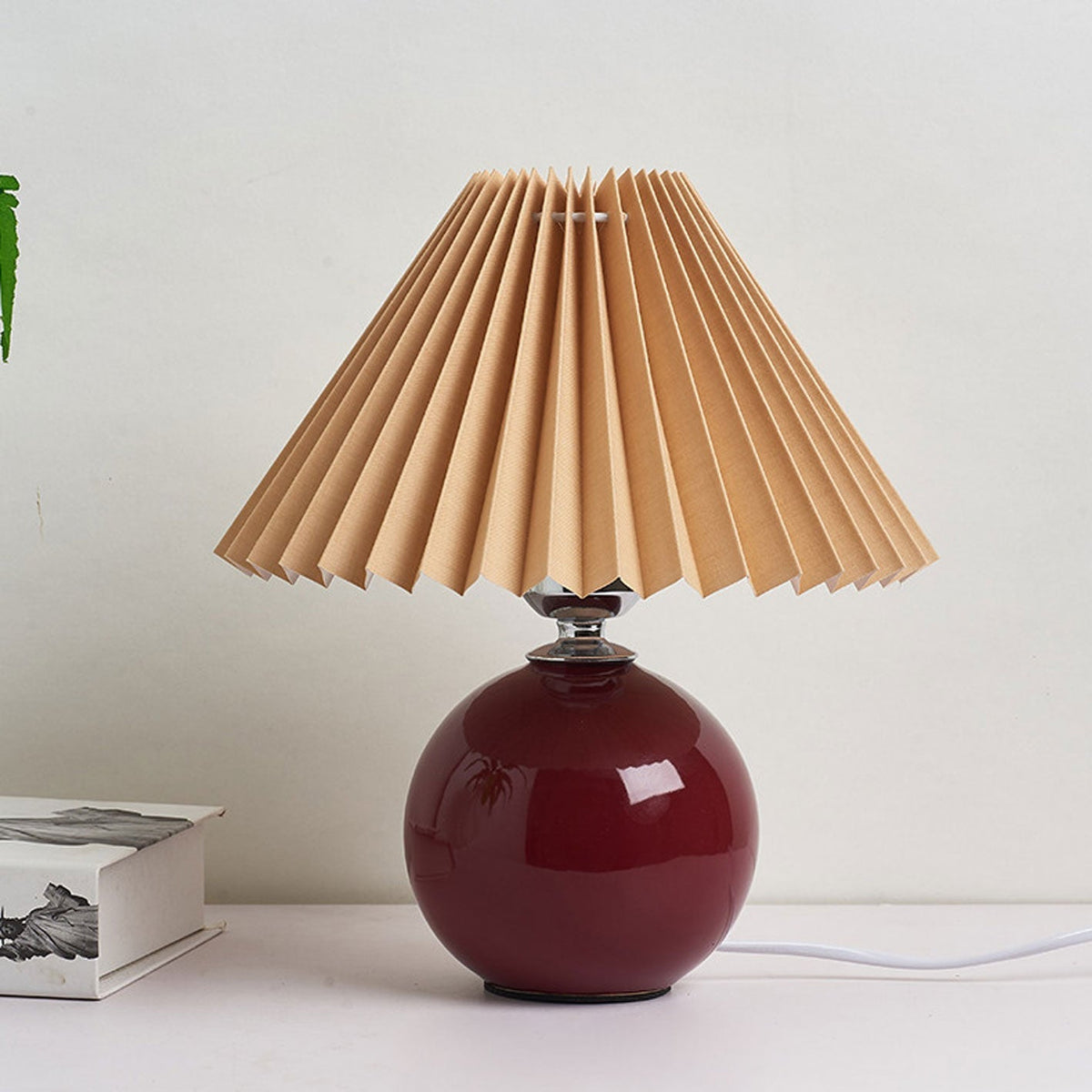 Ceramic Table Lamp with Fabric Shade – Modern Accent Lighting for Bedroom, Living Room & Home Office | Thomler