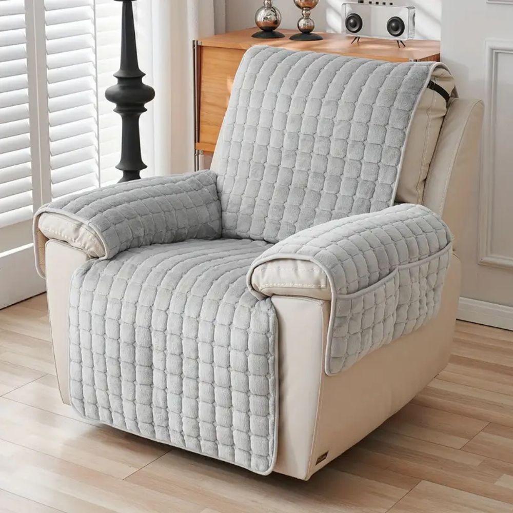 Quilted Recliner Slipcover with Storage Pocket – Microfiber Furniture Protector for Living Room, Family Room & Den – Anti-Slip Chair Cover | Thomler