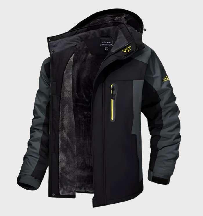 Men's Hooded Water-Resistant Fleece Jacket – Insulated Softshell Coat for Fall Winter Hiking Outdoor Wear Casual Streetwear | Thomler