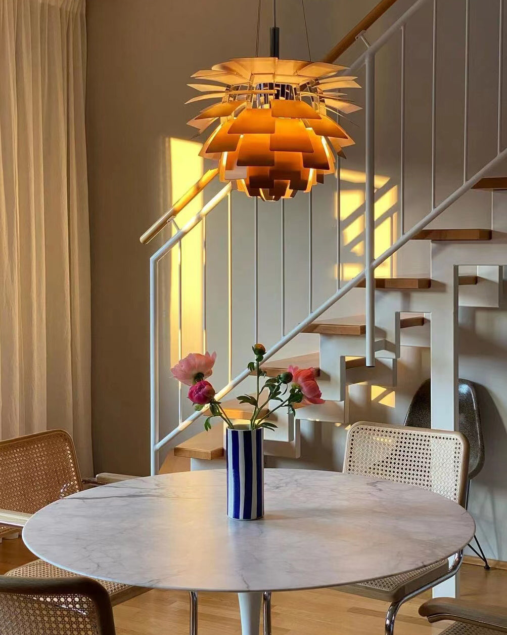 Pendant Light Metal 48.0 cm 18.9" Warm White Dining Room Adjustable Hanging Ceiling Lamp Pinecone Style E27 | Thomler