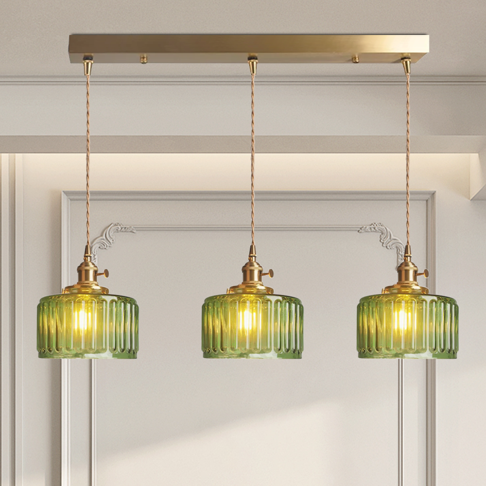 Glass Cylinder Hanging Light Fixture with Height-Adjustable Cord for Dining Room & Kitchen | Thomler