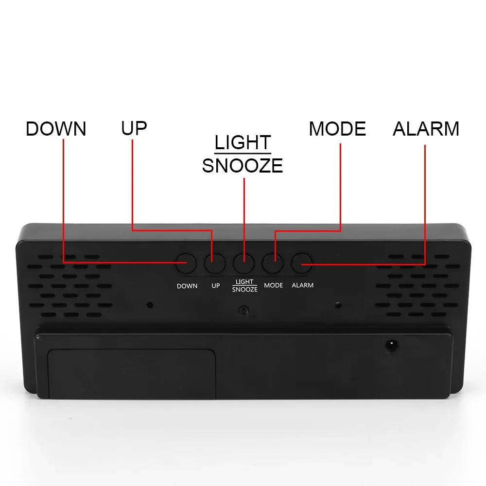 Mirrored LED Bedside Clock – Time, Temp & Alarm Display | Thomler