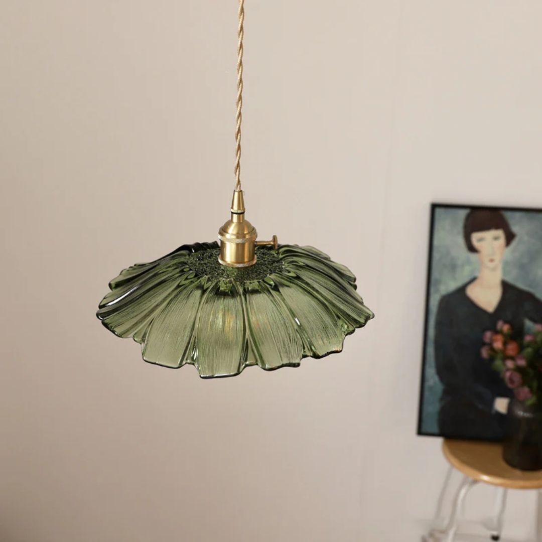 Pendant Light Ribbed Glass 28.0 cm Deep Red Dining Table Hanging Ceiling Lamp Vintage Hallway Lighting E27 | Thomler