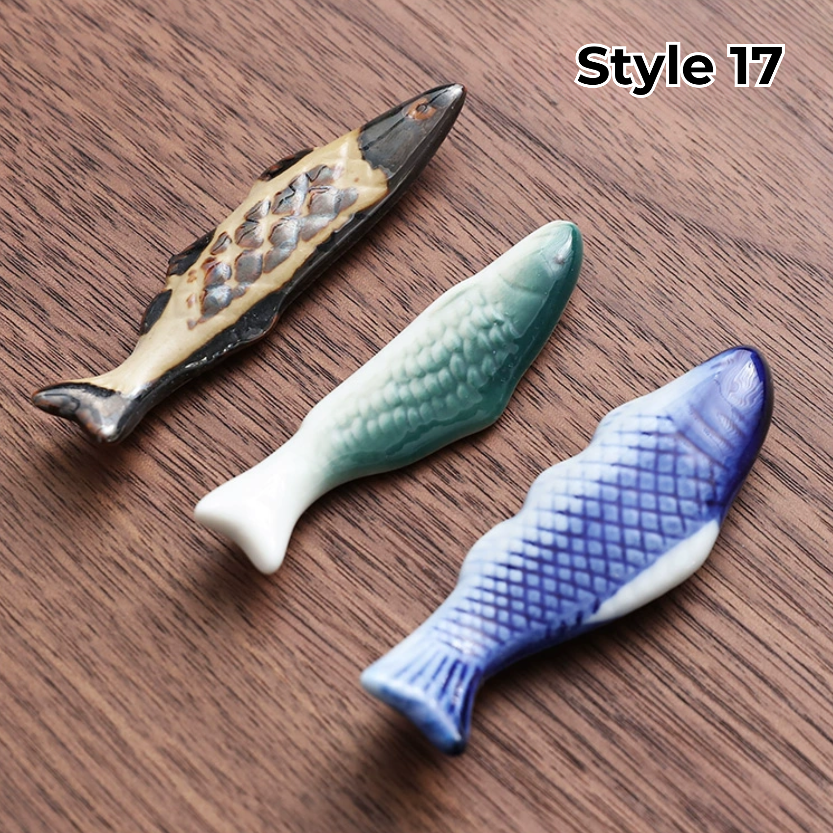 Porcelain Utensil Holders with Animal and Fruit Designs for Asian Dining – Set of 3 Decorative Tabletop Rests | Thomler