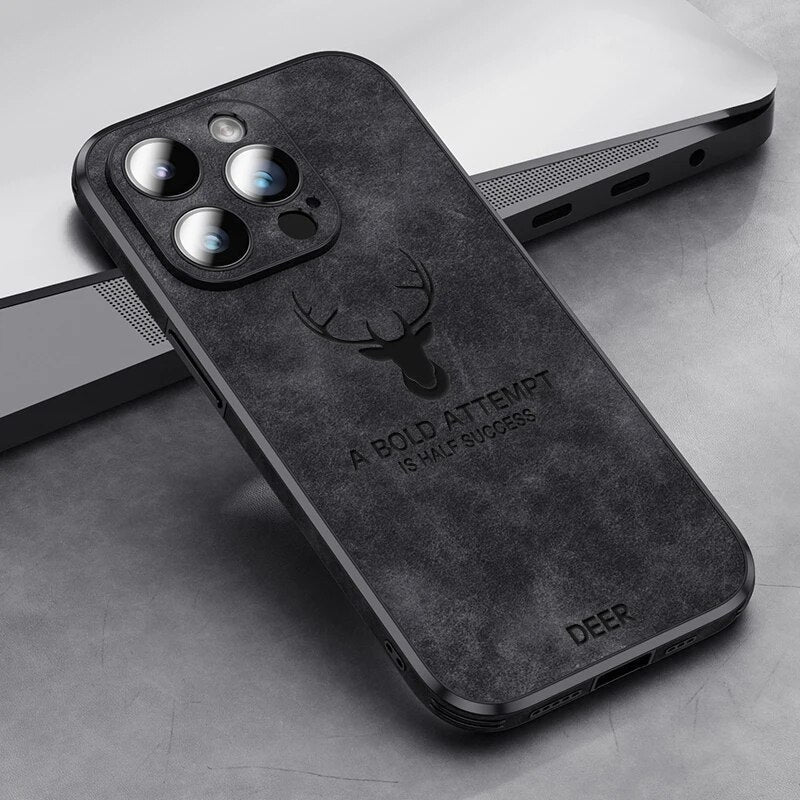 Genuine Suede iPhone Case with Camera Protection & Shock-Absorbing Silicone Liner for iPhone 12-17 | Thomler