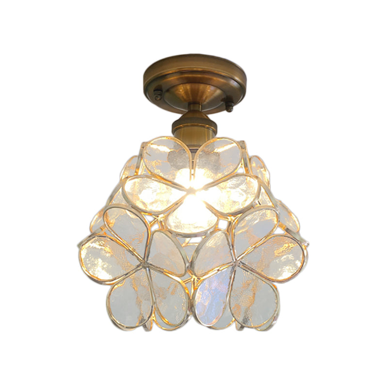 Stained Glass Ceiling Light Fixture with Botanical Design – Semi-Flush Mount 8-Inch Dome for Hallway, Bedroom, Kitchen | Thomler