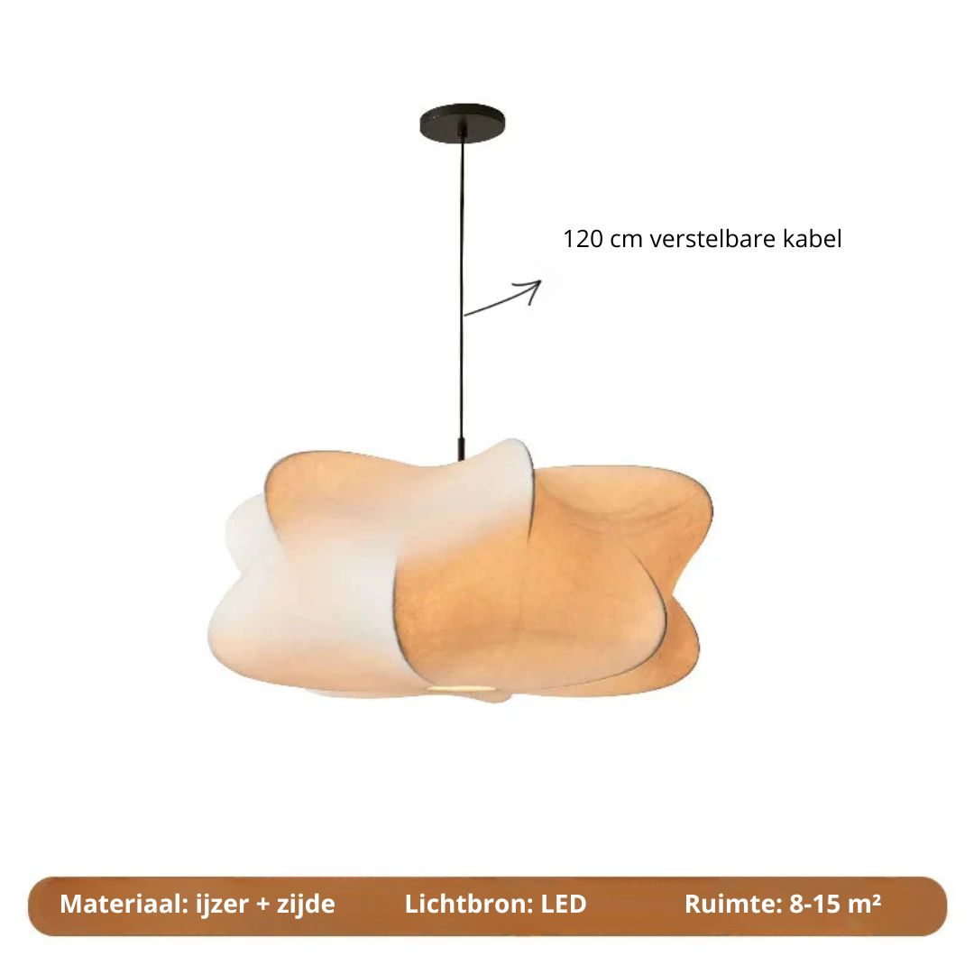 Pendant Light Silk Metal 30.0 cm Beige Soft Dining Room Living Room Hanging Lamp | Thomler