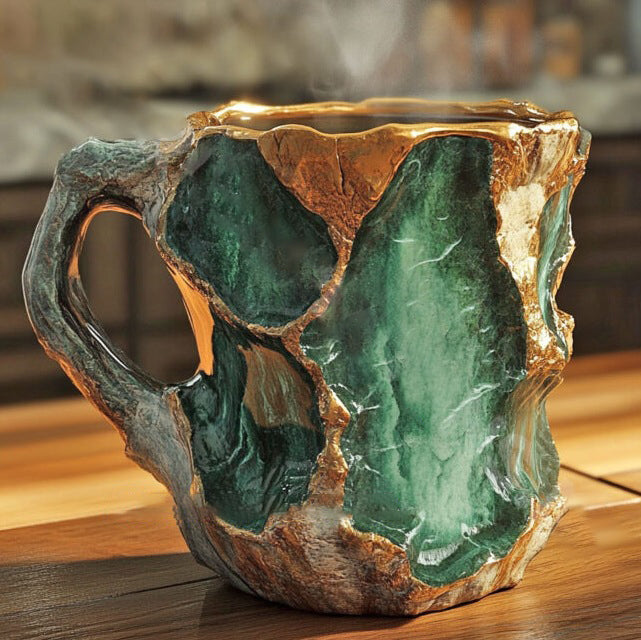 Insulated Crystal Coffee Mug with Natural Mineral Glaze - Handcrafted Artisan Cup for Hot & Cold Drinks - Microwave & Dishwasher Safe - 12 | Thomler