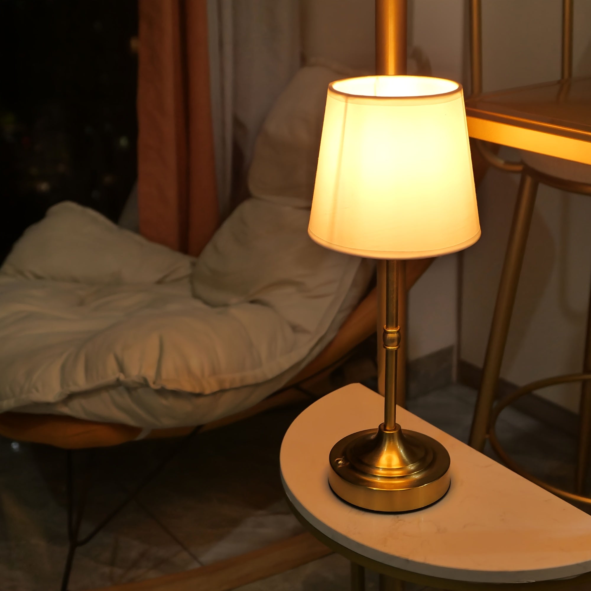 Touch-Dimming Portable Table Lamp with Rechargeable Battery for Bedroom Nightstand Living Room Desk | USB Powered Metal Accent Light | Thomler