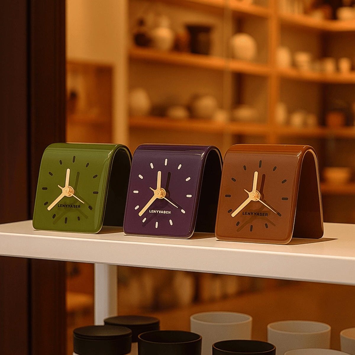 Square Ceramic Tabletop Clock Silent Movement Home Décor Analog Display Non-Ticking for Desk Nightstand Bedroom Office | Thomler