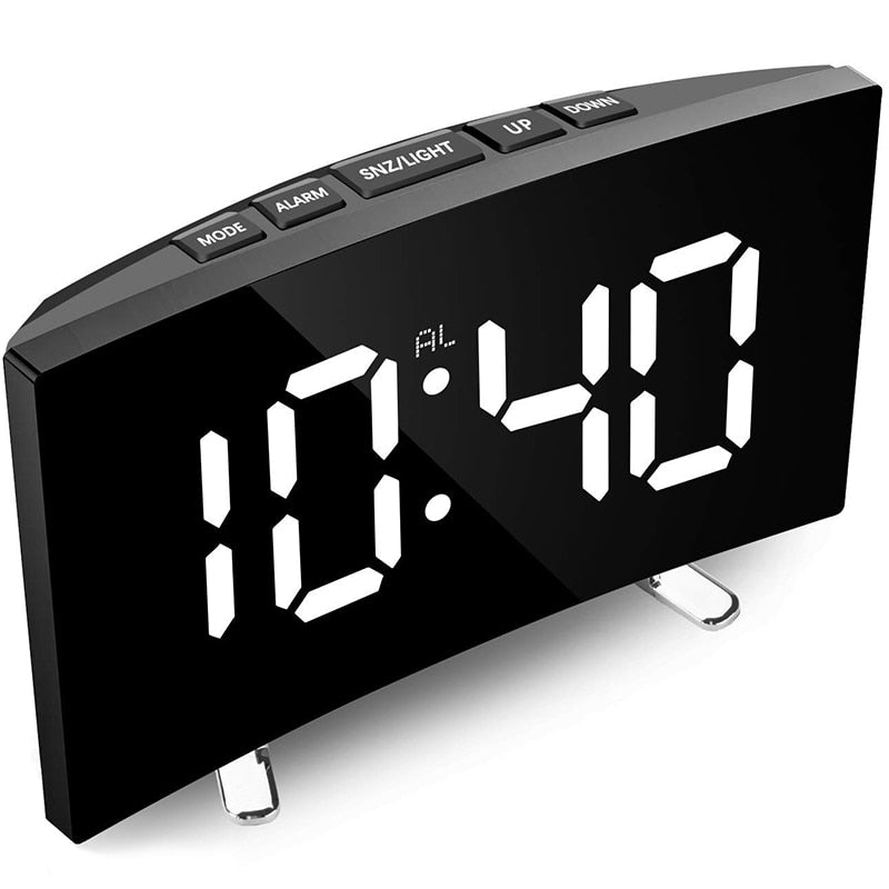 Alarm Clock LED Curved Display 17.0 cm USB Bedroom Bedside Digital Desk Clock Large Screen | Thomler