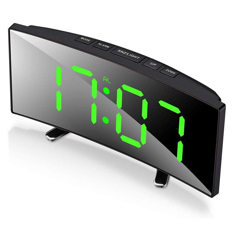 Alarm Clock LED Curved Display 17.0 cm USB Bedroom Bedside Digital Desk Clock Large Screen | Thomler