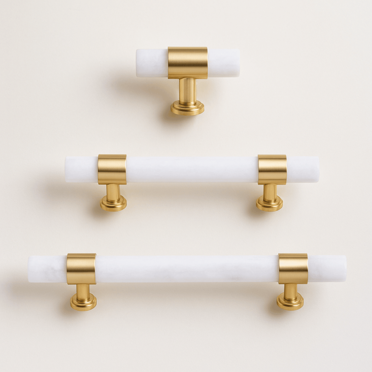 Genuine Stone & Brass Cabinet Pull – T-Bar Style for Kitchen, Closet, Dresser Drawer Hardware | Thomler