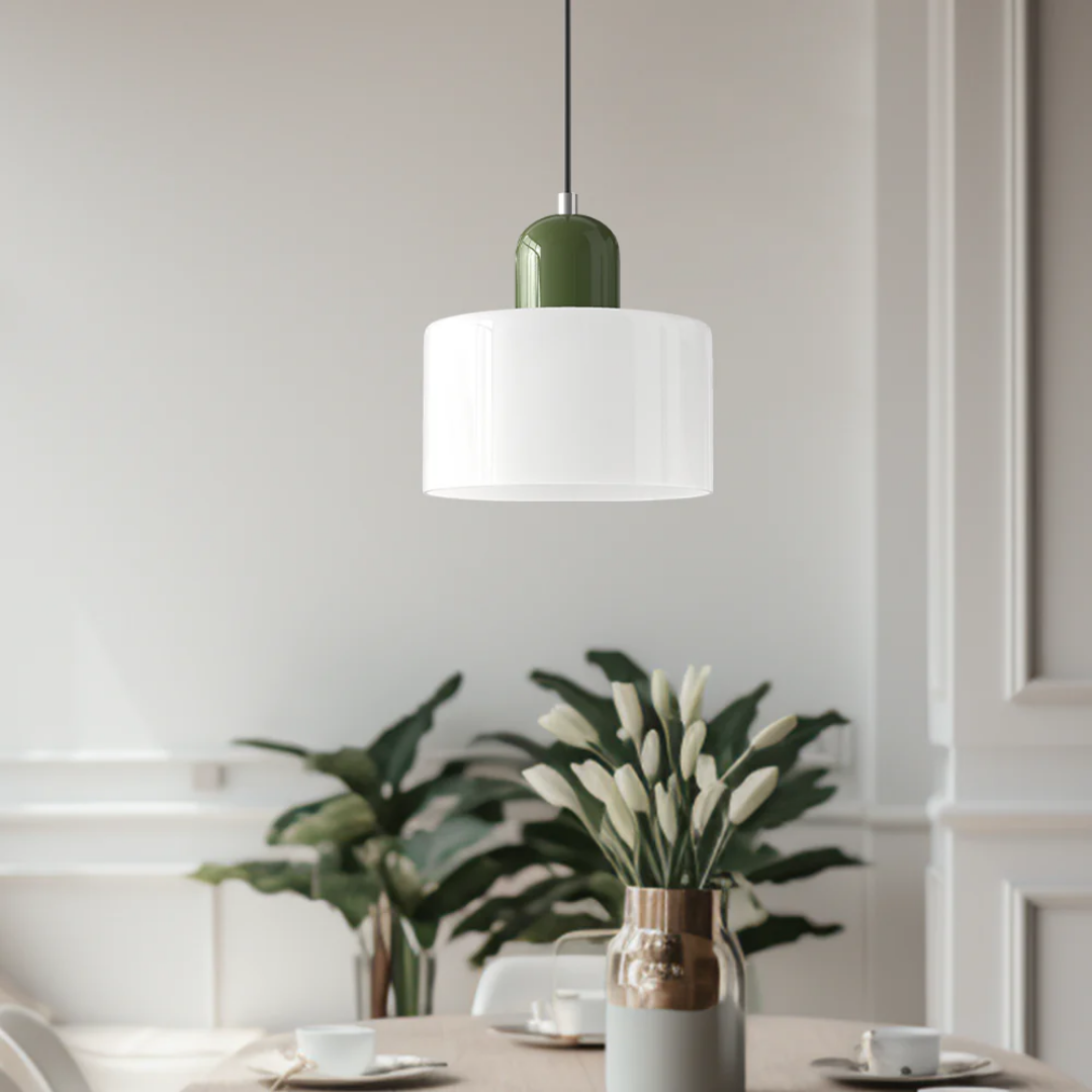 Mid-Century Glass Pendant Light – Adjustable Drop Ceiling Fixture with Colorful Dome Shade for Kitchen Island, Dining Room & Reading Nook | Thomler