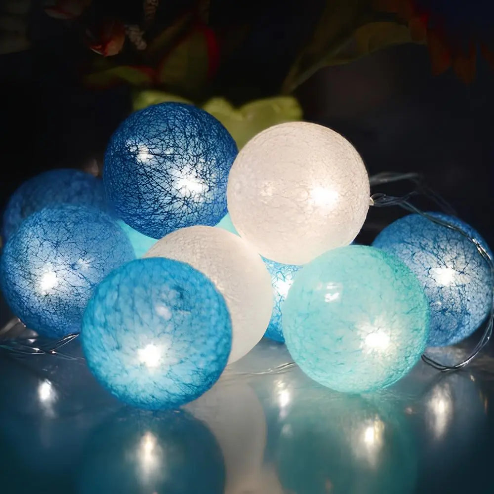 Cotton Ball String Lights LED Garland for Bedroom Living Room Nursery Party Decor USB or Battery Powered Ambient Lighting | Thomler