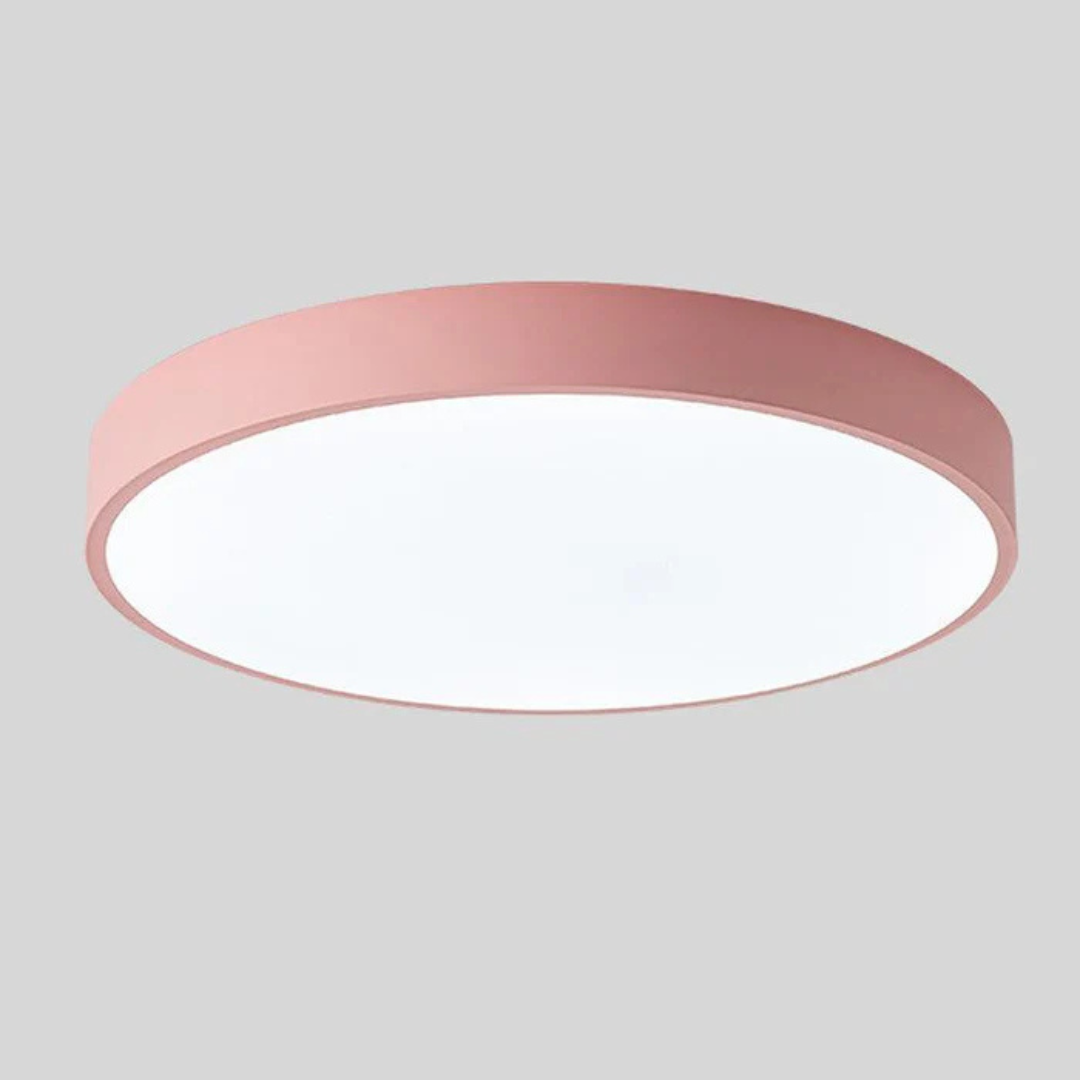 Round Wood Ceiling Light Fixture | Modern Scandinavian LED Flush Mount for Bedroom Living Room Kitchen | Thomler