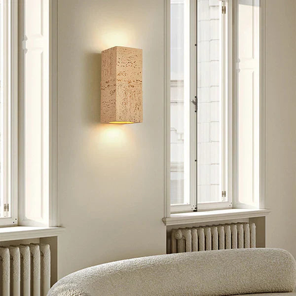 Wall Lamp Cement Composite Rectangle Warm Up Down Living Room Bedroom Japandi Ambient Lighting Fixture | Thomler
