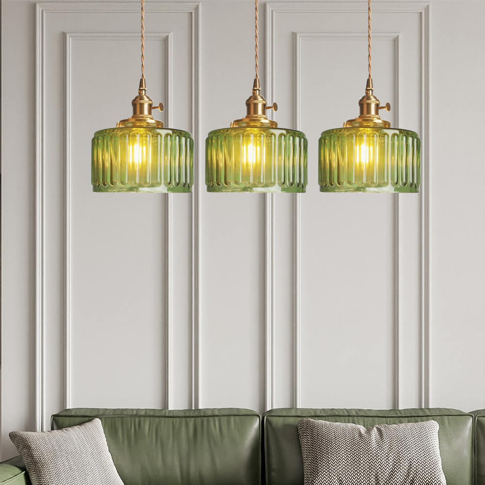 Glass Cylinder Hanging Light Fixture with Height-Adjustable Cord for Dining Room & Kitchen | Thomler