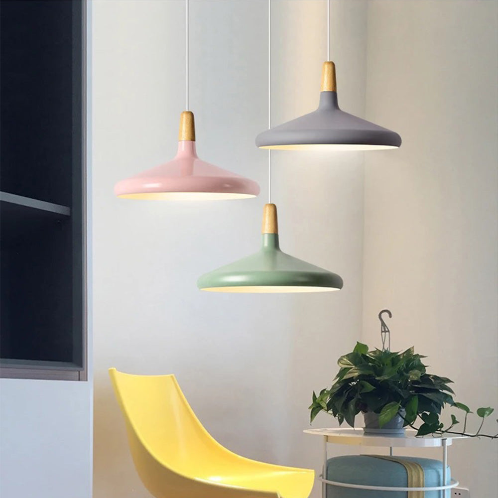 Pendant Light Aluminium Wood E27 White Dining Room Kitchen Island Scandinavian Ceiling Lighting | Thomler