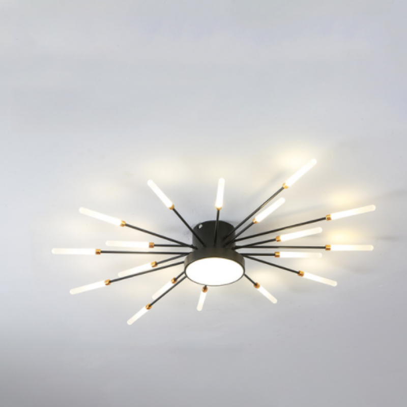 Starburst Dimmable LED Ceiling Light Flush Mount Black Gold Metal Acrylic Indoor Modern Fixture for Bedroom Living Room Dining Room | Thomler