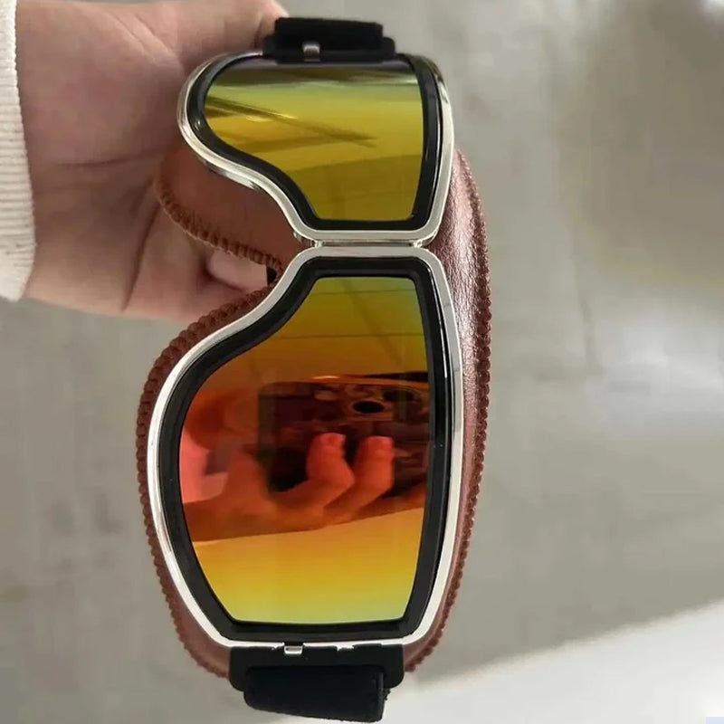 Retro Motorcycle Goggles with Adjustable Strap, UV Protection & Impact-Resistant Polycarbonate Lens for Riding, Cycling & Outdoor Use | Thomler