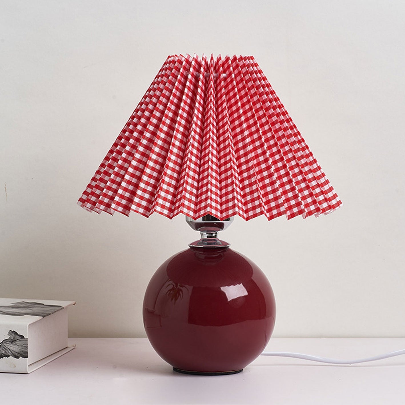 Table Lamp Ceramic 11 in x 9.5 in Modern Bedside Living Room Study LED E26 Fabric Shade | Thomler