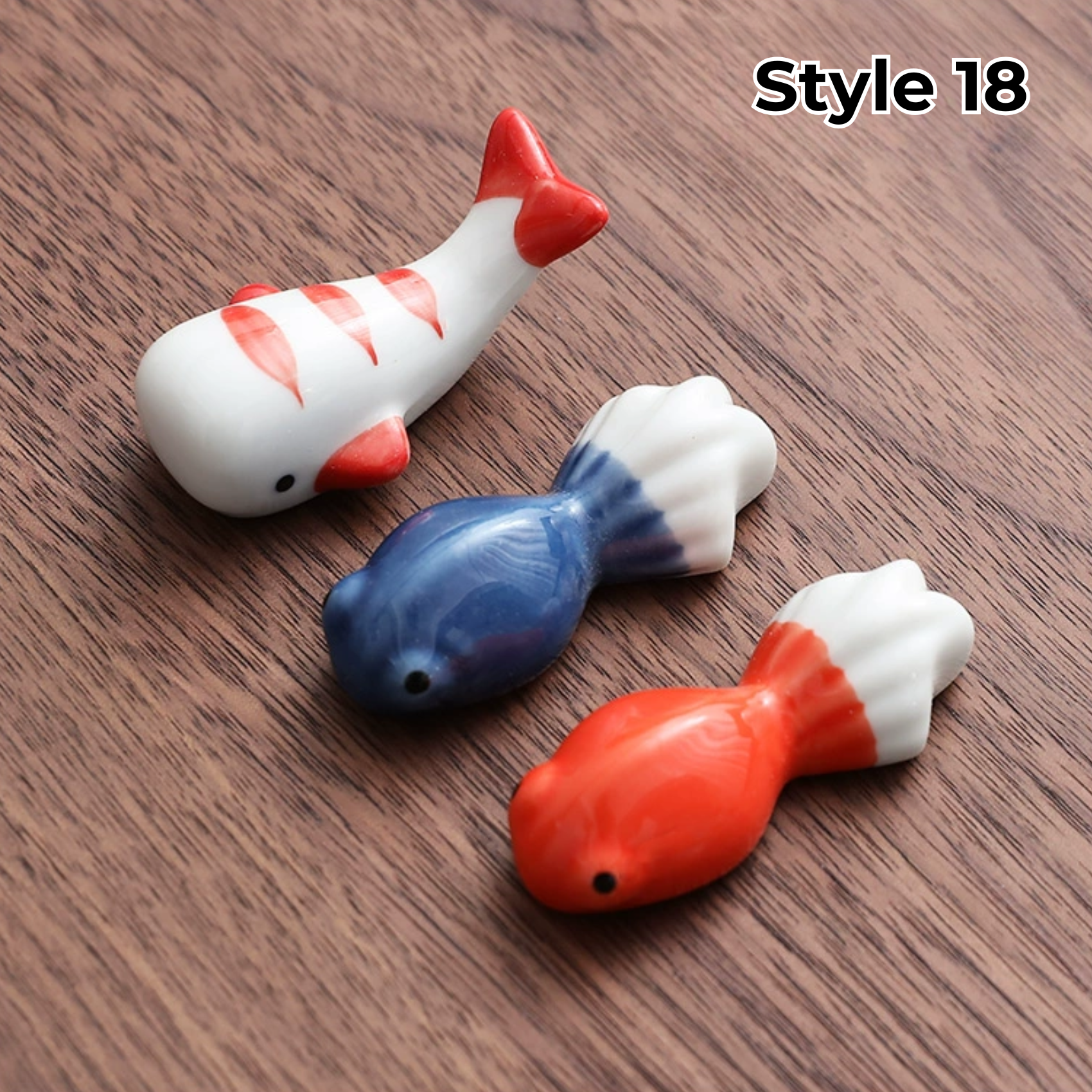 Porcelain Utensil Holders with Animal and Fruit Designs for Asian Dining – Set of 3 Decorative Tabletop Rests | Thomler