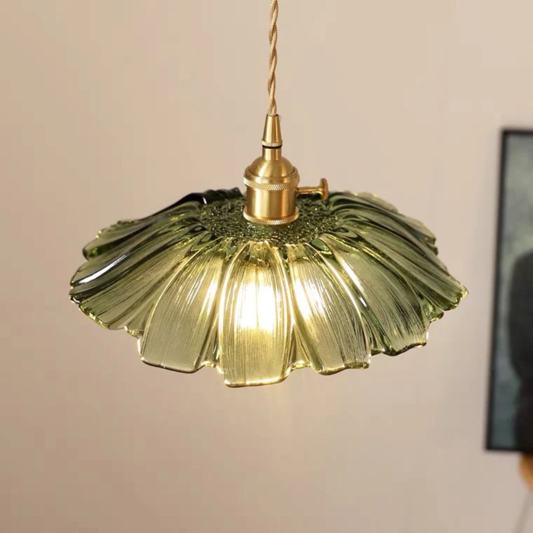 Pendant Light Ribbed Glass 28.0 cm Deep Red Dining Table Hanging Ceiling Lamp Vintage Hallway Lighting E27 | Thomler
