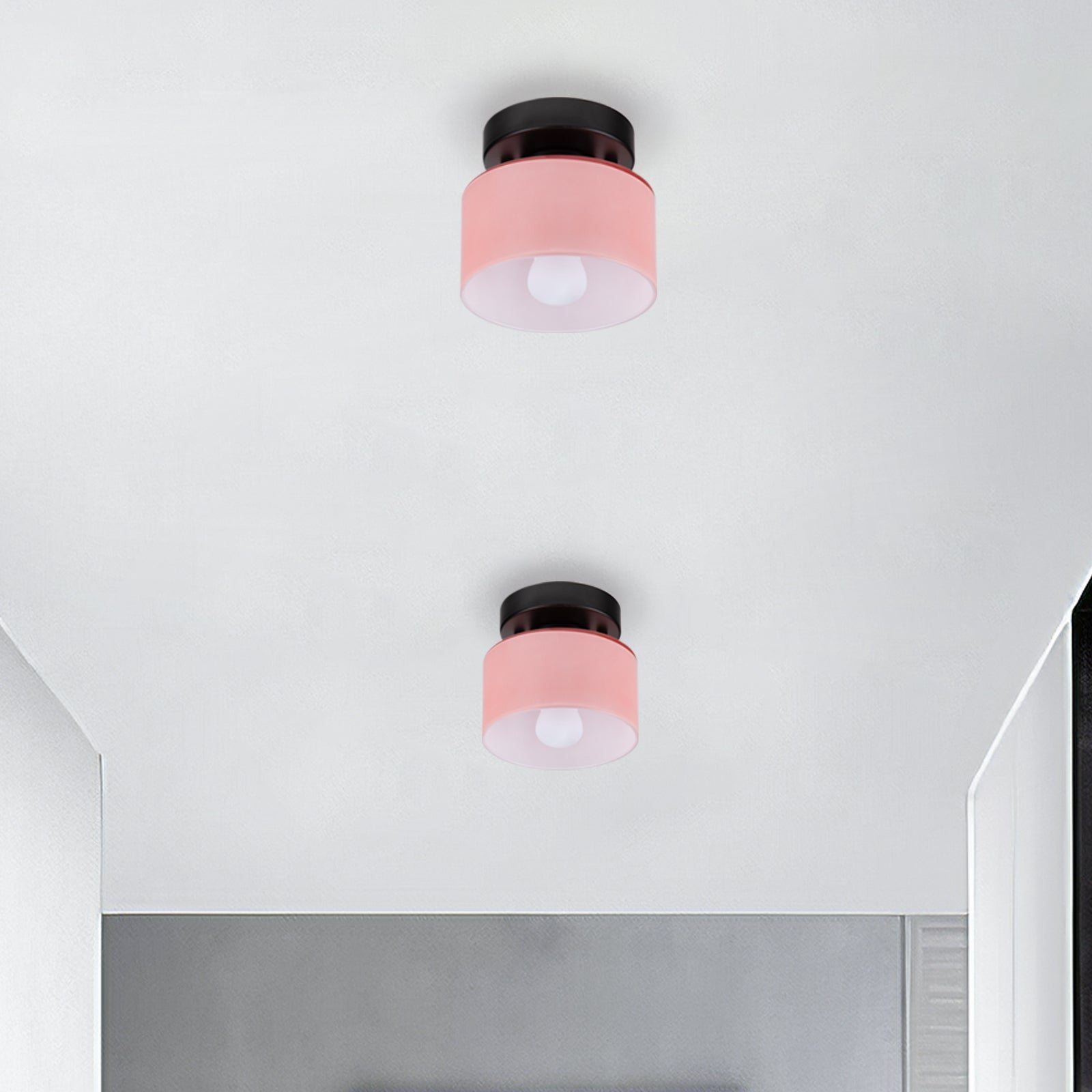 Ceiling Lamp Glass E27 E26 Amber Kitchen Hallway Living Room Retro Flush Mount Lighting | Thomler