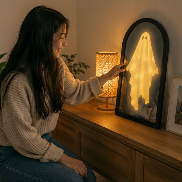 Illuminated Spectral Frame – LED-Powered Phantom Portrait for Seasonal Haunts & Party Displays | Thomler