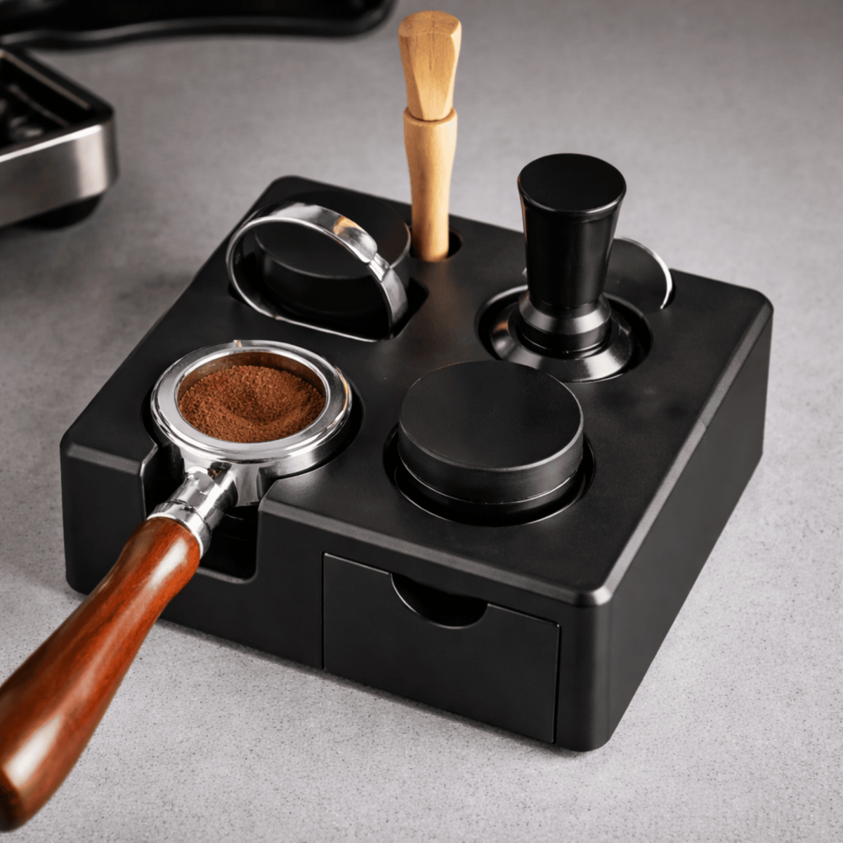 Coffee Tamping Workstation with Tool Organizer & Drawer for Home Espresso Bar Setup | Thomler