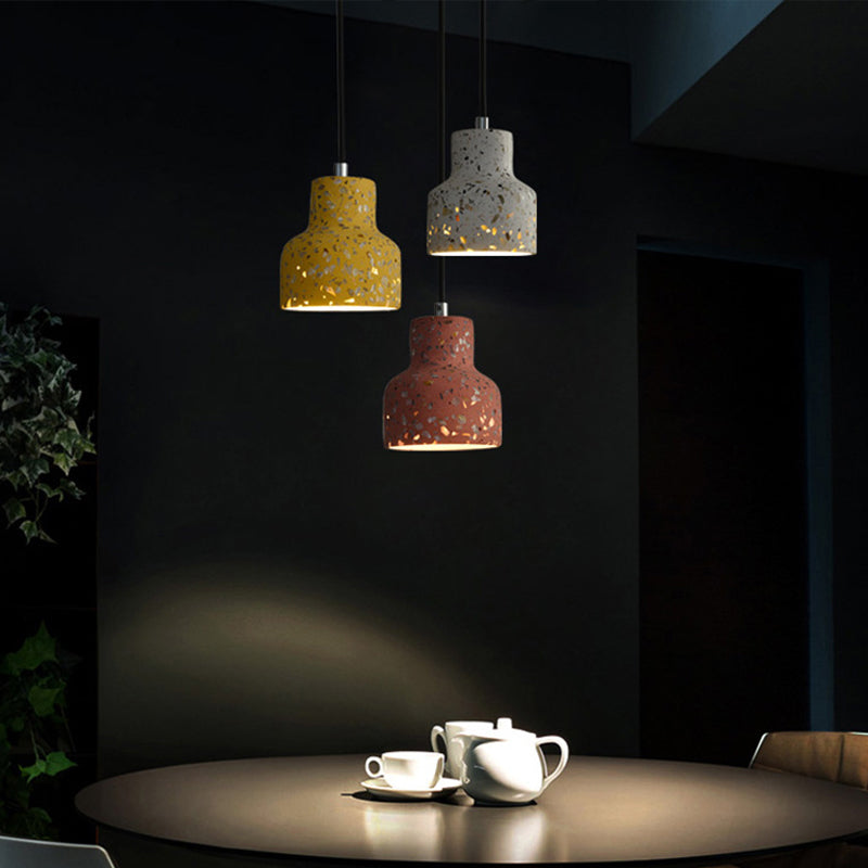 Terrazzo Cement Pendant Light with Adjustable Cord, Single Bulb Fixture for Kitchen Island, Entryway & Dining Room, Modern Industrial | Thomler