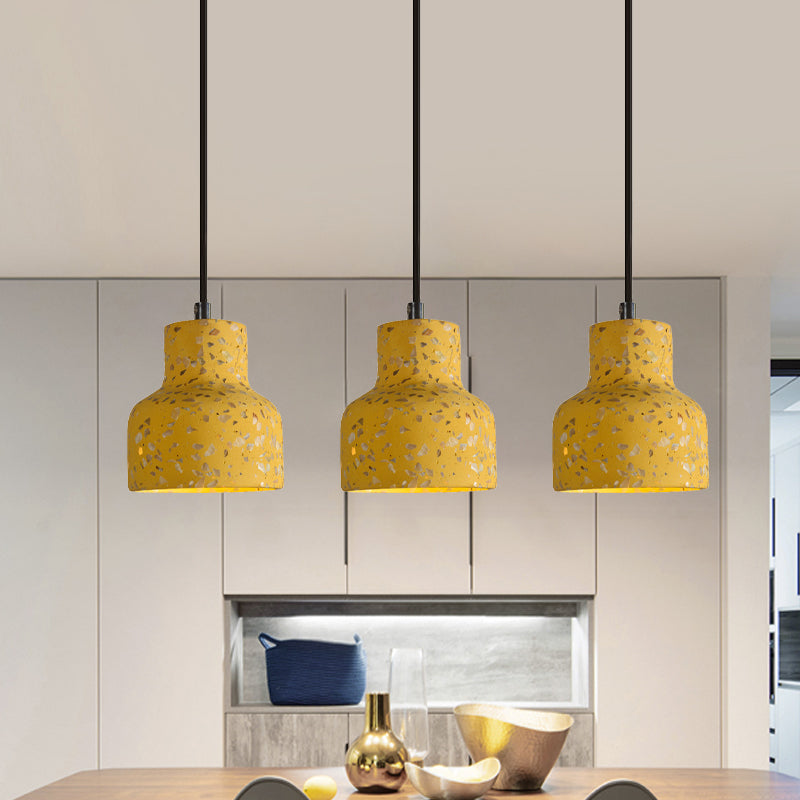 Terrazzo Cement Pendant Light with Adjustable Cord, Single Bulb Fixture for Kitchen Island, Entryway & Dining Room, Modern Industrial | Thomler