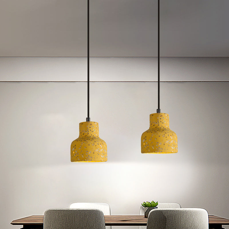 Terrazzo Cement Pendant Light with Adjustable Cord, Single Bulb Fixture for Kitchen Island, Entryway & Dining Room, Modern Industrial | Thomler