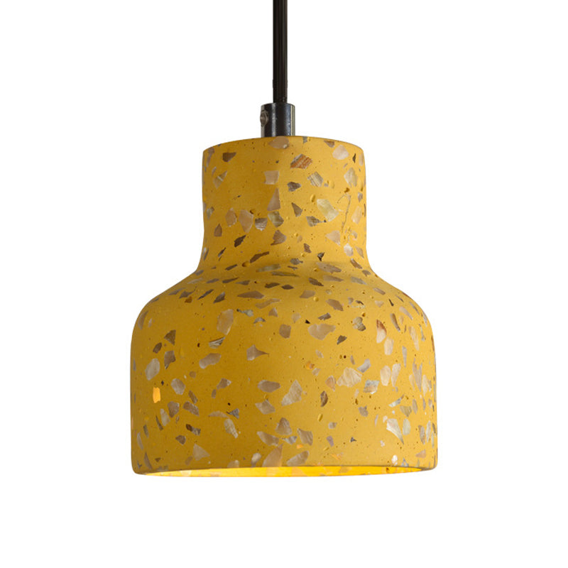 Terrazzo Cement Pendant Light with Adjustable Cord, Single Bulb Fixture for Kitchen Island, Entryway & Dining Room, Modern Industrial | Thomler