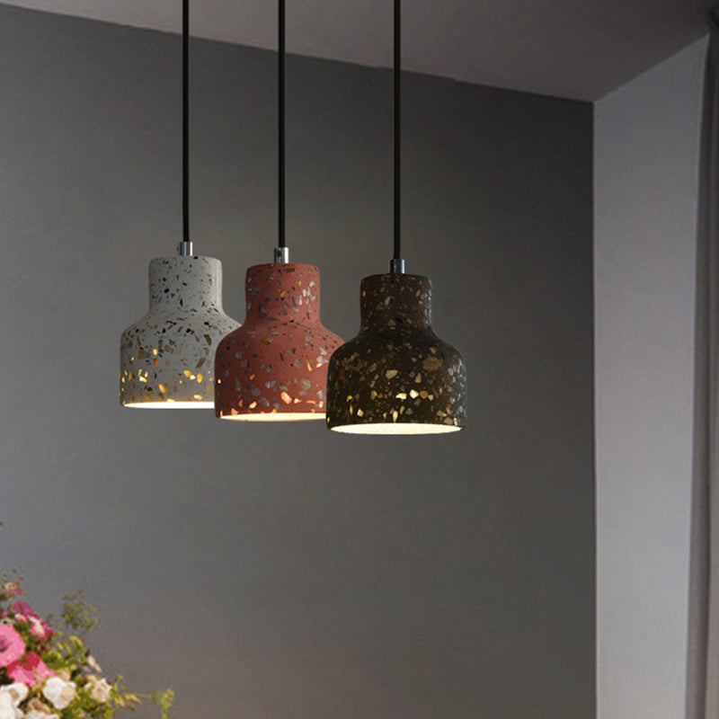 Terrazzo Cement Pendant Light with Adjustable Cord, Single Bulb Fixture for Kitchen Island, Entryway & Dining Room, Modern Industrial | Thomler