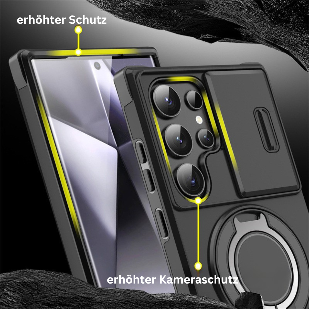 Magnetic Phone Case with Sliding Camera Cover & Kickstand Ring for Samsung Galaxy S-Series | MagSafe Compatible Protective Bumper Shell | Thomler